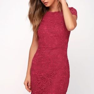 Right Sheer, Right Now Magenta Lace Bodycon Dress